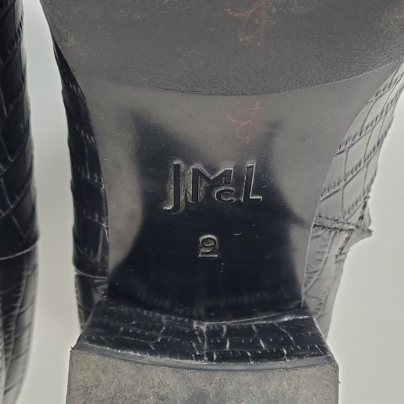 J. McLaughlin Gwyneth Black Leather Croc-Embossed Ankle Boots Size 9 - Picture 11 of 14